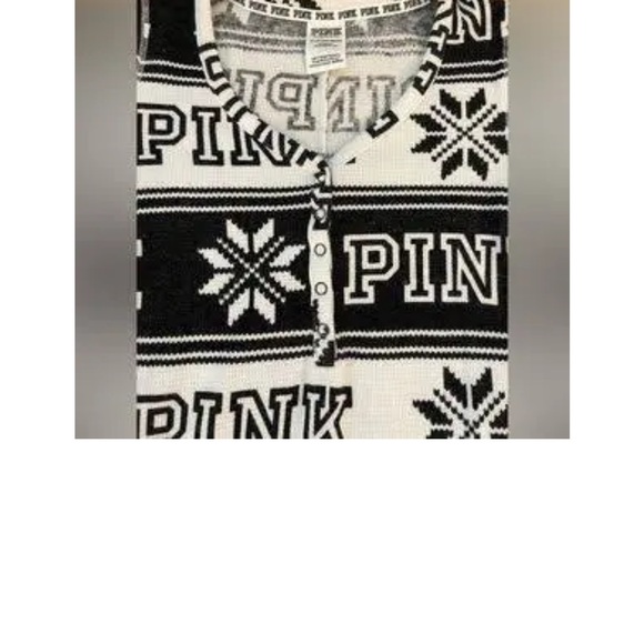 Victoria secret PiNK  onesie thermal pajama snowflakes NEW women - Picture 4 of 6